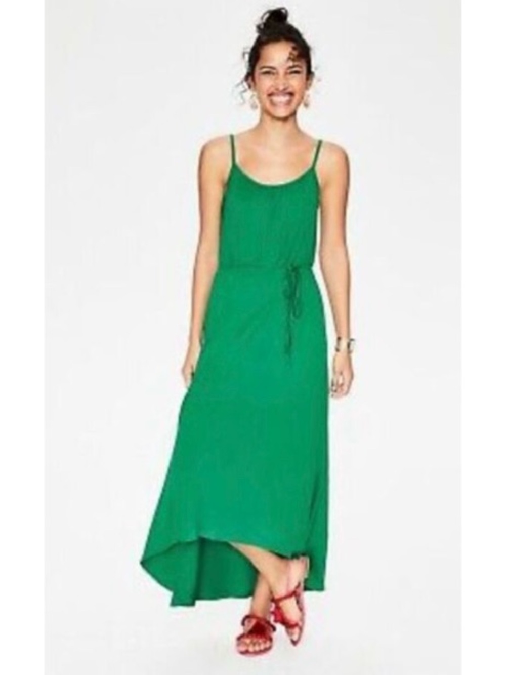 Boden Tall Stretchy Jersey Knit Sleeveless Scoopneck Maxi Dress Green 8T